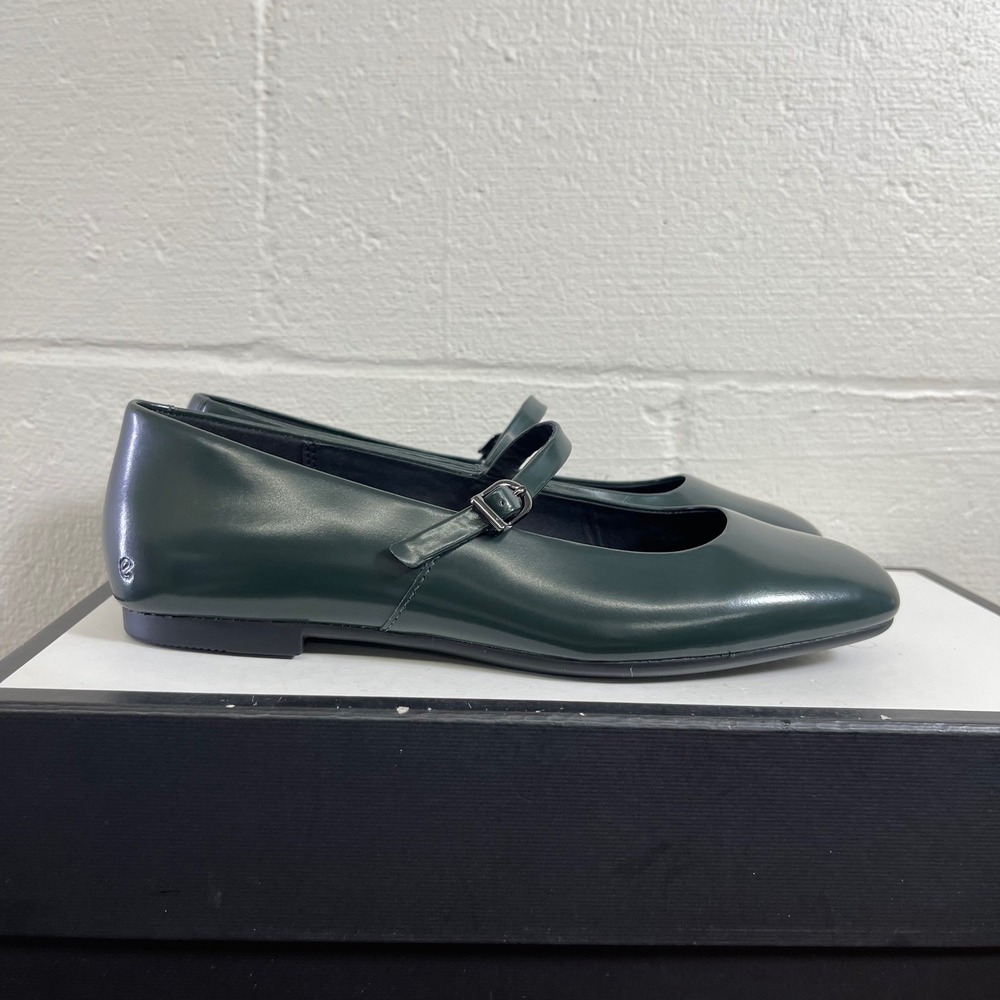 Ecco Margot Mary Jane Ballerina Flats Green Leather Slip On Women 39 EU/8-8.5 US